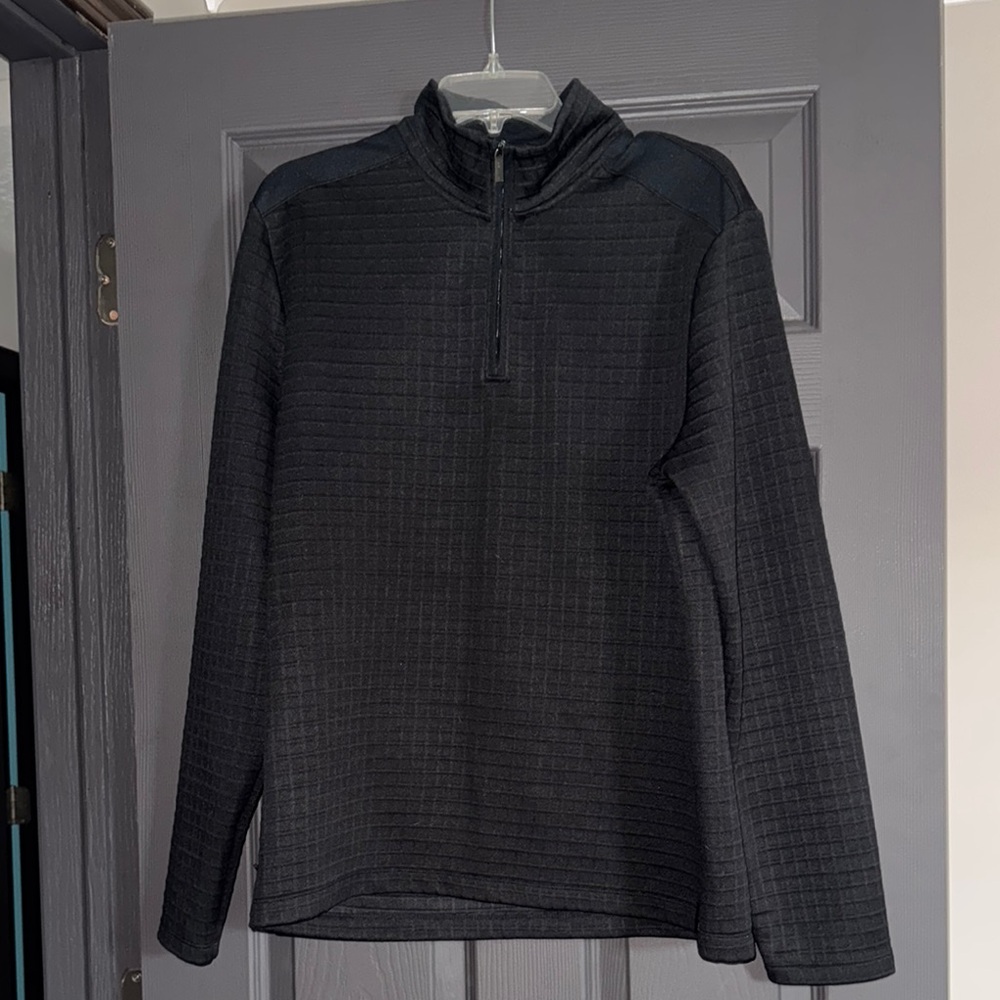 Perry Ellis Black Zip Up Sweater Textured Design